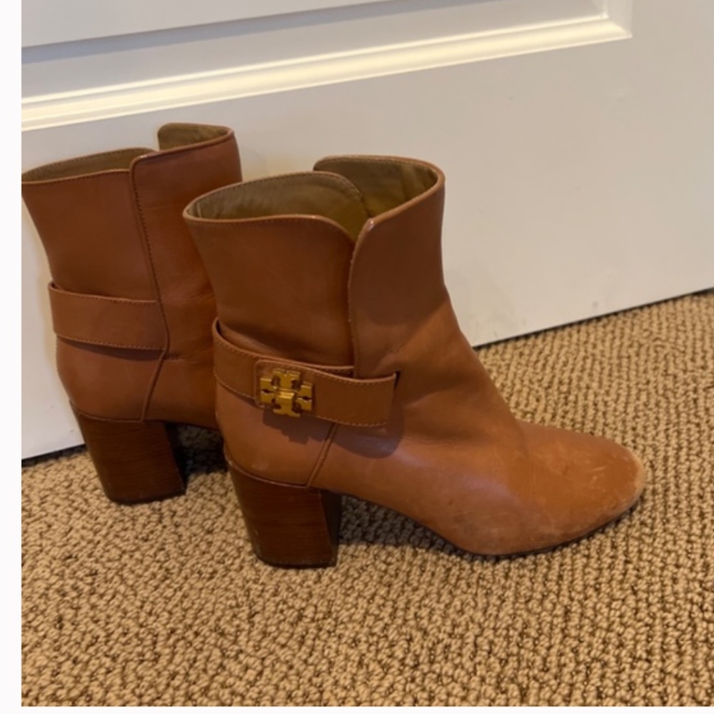 Camel color ankle boots